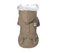 Rdc Pet Ropa para Perro Abrigo Engrosado Sudaderas Ropa de Trabajo Perro Uniforme Militar Ejército Jersey Chaqueta de Algodón para Perro Pequeño Perro Medio Gato (Marrón,XXL)