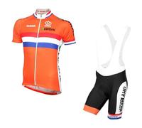 RDCYCLIST 2024 Pro Team National Netherlands Conjunto de camiseta de ciclismo para hombre,Respirable bicicleta de montaña Bike Camisa Culotte corto con tirantes Kits GEL Paddad (XL