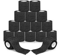 RDDAIPE 16 Rollo Venda Cohesiva, 5cmX4.5m Vendas Autoadhesivas,Tape Crossfit, Elastica Venda Autoadhesiva,Vendaje Elástico Cohesivo para Dedos,Muñeca, Deportivo,Futbol,Fisioterapia,Veterinaria,Negro