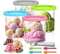 RDDAIPE 4 Piezas Recipiente Creami para Ninja Maquina Helados, 500ml Recipiente para Ninja Creami, para Ninja Maquina Hacer Helados C300s/NC299AM, Accesorios para Ninja Ice Creami Maker