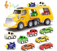 RDDAIPE 9 en 1 Camiones de Juguete para Niños 1 2 3 4 5 6 Años, Coches de Juguetes con Luces y Sonidos, Camion Transporte Coches Juguetes Niños Niña 1 2 3 4 5 Años - Regalo para Niños 1 2 3 4 5 Años