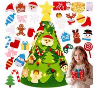 RDDAIPE Arbol Navidad Fieltro, 2.46Ft Arbol de Navidad Fieltro, DIY Arbol Fieltro Navidad con 26 Adornos Navideños Desmontables y Luces, Arbol de Navidad de Fieltro para Pared, Hogar, Casa, Puerta
