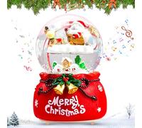 RDDAIPE Bola de Nieve Navidad con Papá Noel y Renos, Ø 8,5 x13.5cm Bola de Cristal Navidad con Musica y Luces, Niños