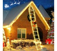 RDDAIPE Escalera Led de Papá Noel, 3M Led Escalera con Papá Noel con 8 Mode, Función de Memoria, Temporizador, Guirnalda Luces de Navidad, Luz de Navidad para Decoración Interior, Exterior,Arbol,Casa