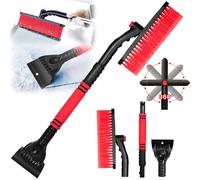 RDDAIPE Rascador de Hielo para Coche con Escoba, 73cm Raspador de Nieve Retráctil y Desmontable, con Cabeza Giratoria 360 Grados, Rascador Hielo Parabrisas Coche para Coche Camión SUV