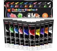 RDDAIPE Set de Pintura para Dedos No Tóxica Lavable 10x60ml - Finger Paint para Manualidades de Niños 3-9 Años