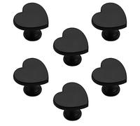 Rddconkit 6 pomos de corazón negros con agujero para decoración de muebles, puertas, cajones, armarios, armarios de vino, hogar, 6 unidades