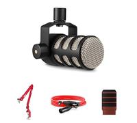 RØDE Bundle PodMic Micrófono Dinámico - Brazo PSA1+, Filtro WS14 y Cable XLR 3 m (Rojo)