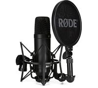RØDE NT1 Micrófono de condensador cardioide de gran diafragma RØDE NT1 con montura antivibración y filtro antipop para producción musical, grabación vocal, transmisión y podcasting