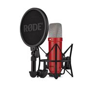 RØDE NT1 Serie Signature, Micrófono de Condensador de Gran diafragma con Soporte antivibración, Filtro Anti-Pop y Cable XLR para producción Musical, grabación Vocal, transmisión y podcasting (Rojo)