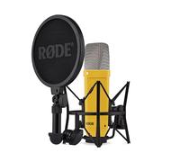 RØDE NT1 Signature Series Gran micrófono de condensador de diafragma grande con montaje de choque, filtro pop y cable XLR para producción musical, grabación vocal, transmisión y podcasting (Amarillo)