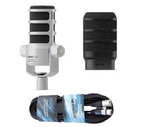 RØDE Podmic USB XLR Micrófono dinámico para oradores en color blanco con WS14 protección anti-pop en color negro y cable Keepdrum XLR