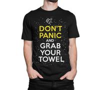 RDESEDRTRE Don't Panic Grab Your Towel Men T Shirt Black 3XL