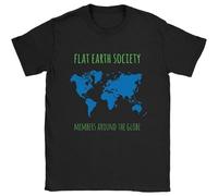 RDESEDRTRE Flat Earth Society Mens T-Shirt Flat Earthers Science Present Black XXL