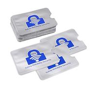 RDEXP RFID - Fundas seguras para tarjetas de crédito de papel de aluminio de 3.6 x 2.5 pulgadas, paquete de 60, plateado y azul, 91x63mm/3.58"x2.48" (LxW)