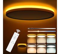 RDGOOD Lámpara de Techo LED Regulable 24W, 2400lm Lámpara de Techo LED Regulable con Mando a Distancia 3000K-6500K, 2000K Luz Nocturna Lámpara de Salón Blanco Cálido para Dormitorio de Niños Ø30x2.5cm