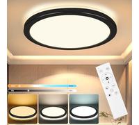 RDGOOD Plafón LED regulable con mando a distancia, 18 W 1800 lm Plafón LED regulable 3000-6500 K, panel plano para salón, habitación infantil, dormitorio, cocina, sótano, pasillo, balcón Ø220 x H25 mm