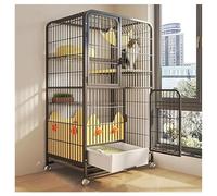 RDHMJSJAZ 4-Tier DIY Metal Wire Cat Enclosure with Hammock, Large Cats Crate For 1-2 Cats, Ferret, Squirrel and Small Animals(Black)