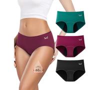 Rdiner Braga Menstrual, 60ML Bragas Menstruales Mujer Absorbentes Gran Volumen, Algodón Braguitas Menstruales Mujer (3 Piezas)