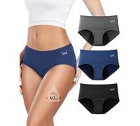 Rdiner Braga Menstrual, 60ML Bragas Menstruales Mujer Absorbentes Gran Volumen, Algodón Braguitas Menstruales Mujer (3 Piezas)