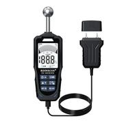 RDINSCOS - Medidor de humedad 2 en 1 con sondas esféricas y de agujas, medidor de humedad para madera, pared, hormigón y yeso, pantalla LCD, detección de 20-40 mm, alarma de sonido