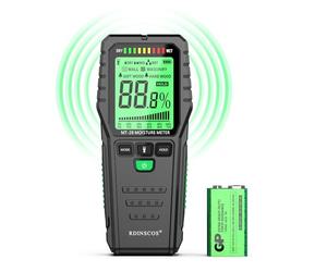 RDINSCOS Medidor de Humedad Sin Aguja,Medidor Humedad Pared con Batería,Pantalla LCD y Alarma Audible para Madera, Hormigón y Construcción (Profundidad: 0-19 mm)
