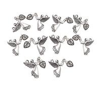 Rdjumpdjo 10Pcs Colgantes del del Corazón del Amor del del Tono Plateado 25X22Mm (1 Pulgada X 7/8 Pulgada)