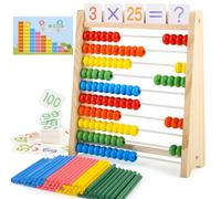 Rdlobu Abacus con 100 Cuentas de Colores, Máquina de Cálculo con 100 Palitos y Tarjetas del Alfabeto Numérico