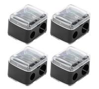 RDNKVB 4pcs Sacapuntas cosmético de doble orificio, acero inoxidable, negro, sacapuntas de lápiz de cera