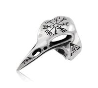 RDNKVB Anillos vikingos nórdicos Vikingo cuervo runas brújula amuleto anillo para hombres mujeres niños