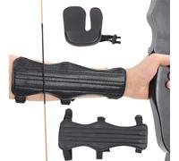 RDNKVB Guardabrazos de Tiro con Arco Protector de Antebrazo de Cuero con Lengüeta de Dedo Accesorio para Tiro con Arco para Adultos Adolescentes