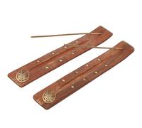 RDNKVB Quemadores de incienso con diseño de hojas de arce de madera, paquete de 2, quemadores de incienso hechos a mano con cenicero, ideales para decoración del hogar, meditación y yoga