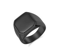 RDSGYZ Anillo de acero inoxidable para hombre, plata, oro, negro, rockero, anillo de sellado, 16 mm, cuadrado, anillos para hombre, gótico, hip hop, anillos de amistad, plata, oro, negro