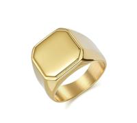 RDSGYZ Anillo de acero inoxidable para hombre, plata, oro, negro, rockero, anillo de sellado, 16 mm, cuadrado, anillos para hombre, gótico, hip hop, anillos de amistad, plata, oro, negro