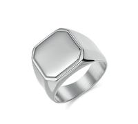 RDSGYZ Anillo de acero inoxidable para hombre, plata, oro, negro, rockero, anillo de sellado, 16 mm, cuadrado, anillos para hombre, gótico, hip hop, anillos de amistad, plata, oro, negro