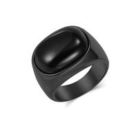 RDSGYZ Anillo gótico para hombre, anillos de acero inoxidable, plata, negro, oro, 15 mm, anillo de sello con ojo de tigre, ágata negra, anillos de amistad, hip hop rocker anillos para hombres