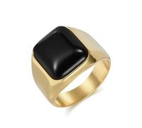 RDSGYZ Anillo para hombre de acero inoxidable, anillos Hip Hop de 17 mm, anillo de sello con ágata ojo de tigre, anillos de amistad, anillos rockeros, hombres, negro, oro y plata