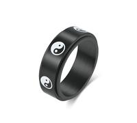 RDSGYZ Anillo para hombre de acero inoxidable, negro, oro, plata, gótico, 8 mm, spinner con YinYang, anillos de amistad, hip hop, punk, anillos para hombres, negro, oro y plata