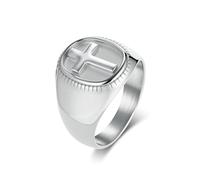 RDSGYZ Anillo para hombre de acero inoxidable, negro, oro y plata, anillos góticos, 18 mm, anillo de sello de cruz, anillos de amistad, hip hop, punk, anillos para hombres, negro, oro, plata