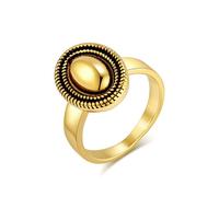 RDSGYZ Anillo para mujer de acero inoxidable, punk, negro, oro, plata, 18 mm, ovalado, vintage, anillo de sellado, anillos de amistad, hip hop, rocker anillos para mujeres
