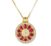 RDSGYZ Collar para mujer, oro 375, 585, 750, diseño de pomelo con rubí 2 ct | Cadena colgante pomelo diseño rubí 2ct y moissanite boda collar para mujeres