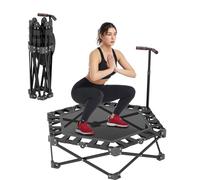 RDTOK Trampolin de Fitness Plegable, Mini Cama Elastica para Interior 106 cm con Barra Ajustable en 3 Alturas, Estructura en X Extra Resistente Soporte Máximo 275 kg