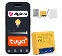 RDTOK Zigbee Dimmer, Mini Zigbee Módulo Interruptor, Inteligente Regulador de Luz, Inteligente Interruptores Luz, Compatible con Smart Life/Tuya App,con Alexa/Google Assistant, 2.4Ghz (2 Gang 2 Way)