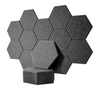 Rdutuok 12 paneles de aislamiento acústico, con absorción de sonido, 30 x 26 x 1 cm, con dibujo de hexágonos, para paredes de estudio de sonido, oficinas, estudios y decoración de pared (gris oscuro)