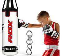 RDX 12KG Niños Saco de Boxeo Lleno con Guantes 6oz y Cadena de Acero, 60CM Cuero de Piel Maya Júnior Bolsa Colgante para MMA Muay Thai Kick Boxing Artes Marciales Entrenamiento Físico Juventud