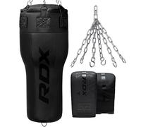 RDX 3.5FT Angle Saco de Boxeo, Cuero Maya Hide Punching Bag Set con Guantes, Punching Bag Lleno y sin llenar, Bolsa Punch Pesada para Artes Marciales Muay Thai Kick Boxing, Hogar Gimnasio Fitness