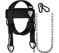 RDX Arnés de cabeza, cinturón de inmersión de cuello ajustable, cadena de acero, cinturón de entrenamiento de fuerza de cuello para levantamiento de pesas, equipo de gimnasio para hombres y mujeres