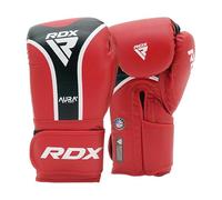 RDX Aura Plus T-17 - Guantes de Boxeo - Cuero Maya Hide, Acolchado MG-3, Espuma MAX-Shock - para Entrenamiento, Sparring, Kickboxing, Muay Thai - Correa Quick-EZ - Rojo 12 onzas