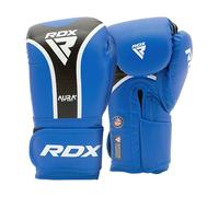 RDX Aura Plus T-17 - Guantes de Boxeo - Cuero Maya Hide, Acolchado MG-3 y Espuma MAX-Shock para Entrenamiento, Sparring, Kickboxing y Muay Thai - Correa Quick-EZ - Azul 14 onzas