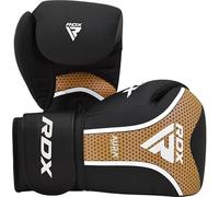 RDX Aura Plus T-17 - Guantes de Boxeo, Cuero Maya Hide, Acolchado MG-3 y Espuma MAX-Shock para Entrenamiento, Sparring, Kickboxing y Muay Thai, Correa Quick-EZ (16 onzas, Dorado)